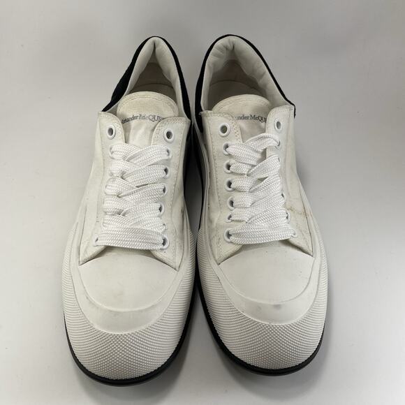 Alexander McQueen Deck Plimsoll Low Sneakers Mens EU 44 US 11 Canvas White Black main image 14